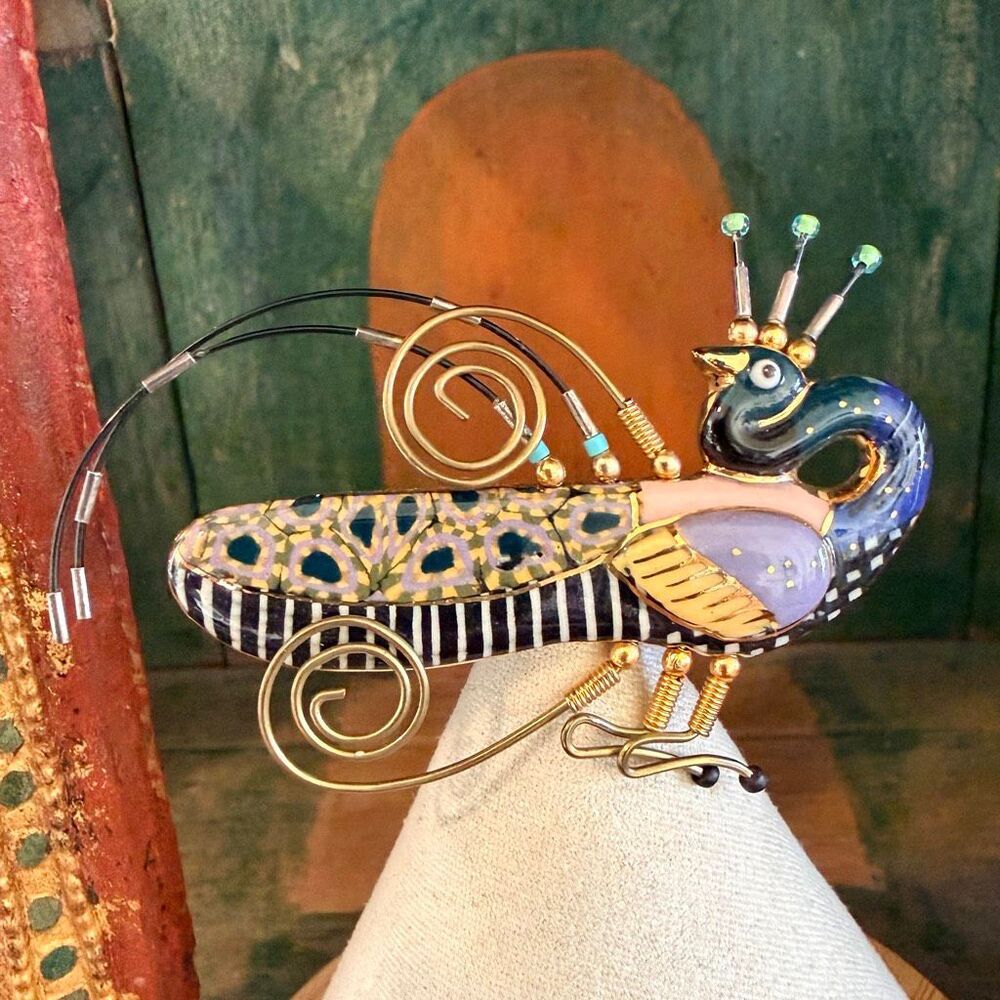 Jewelry 10 Whimsical Peacock Porcelain Art Brooch
